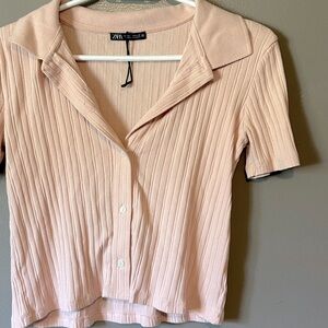 Zara collared pink T - Size medium (fits small-med)